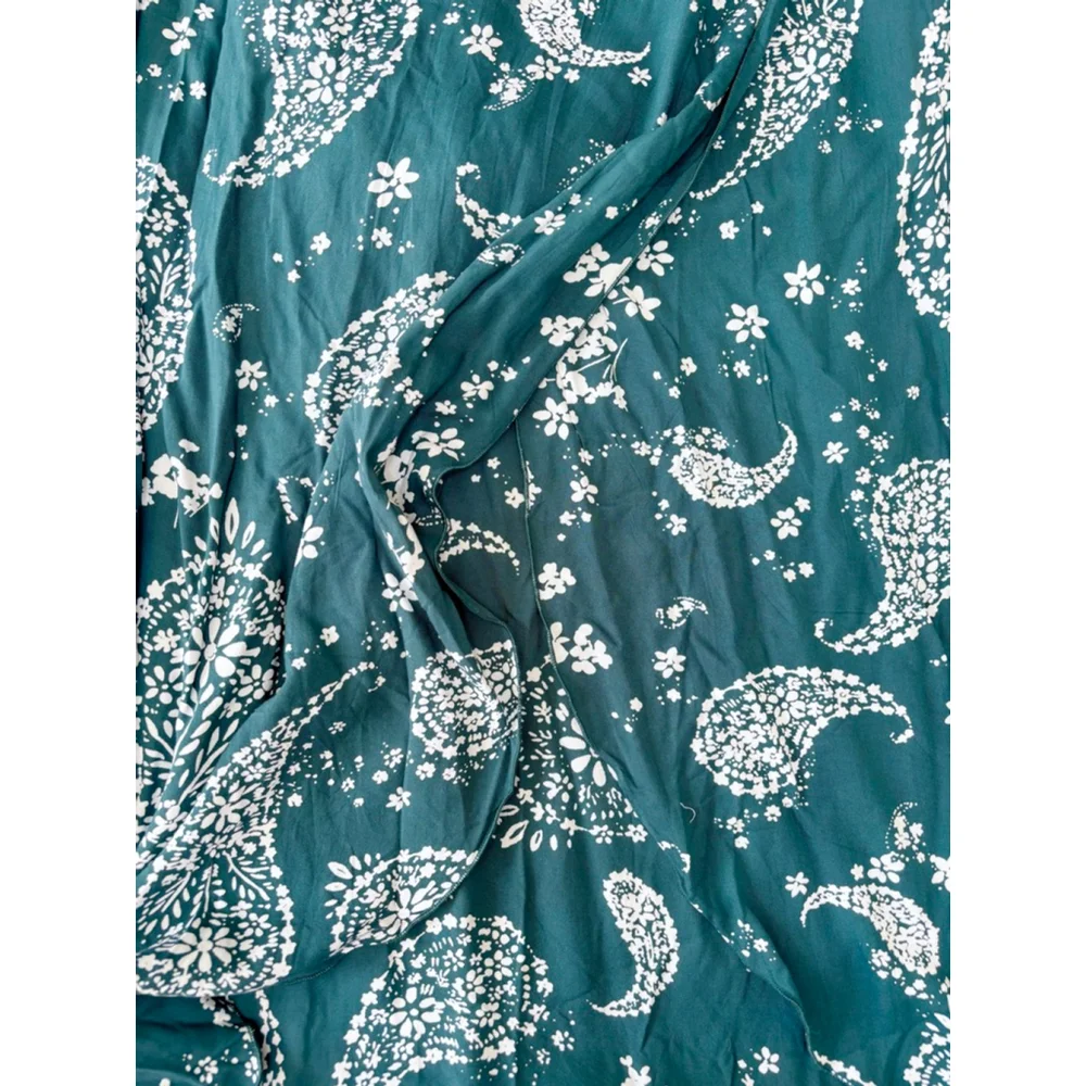 Women's Patrons of Peace Teal White Paisley Maxi Dress S Rayon - Picture 10 of 11